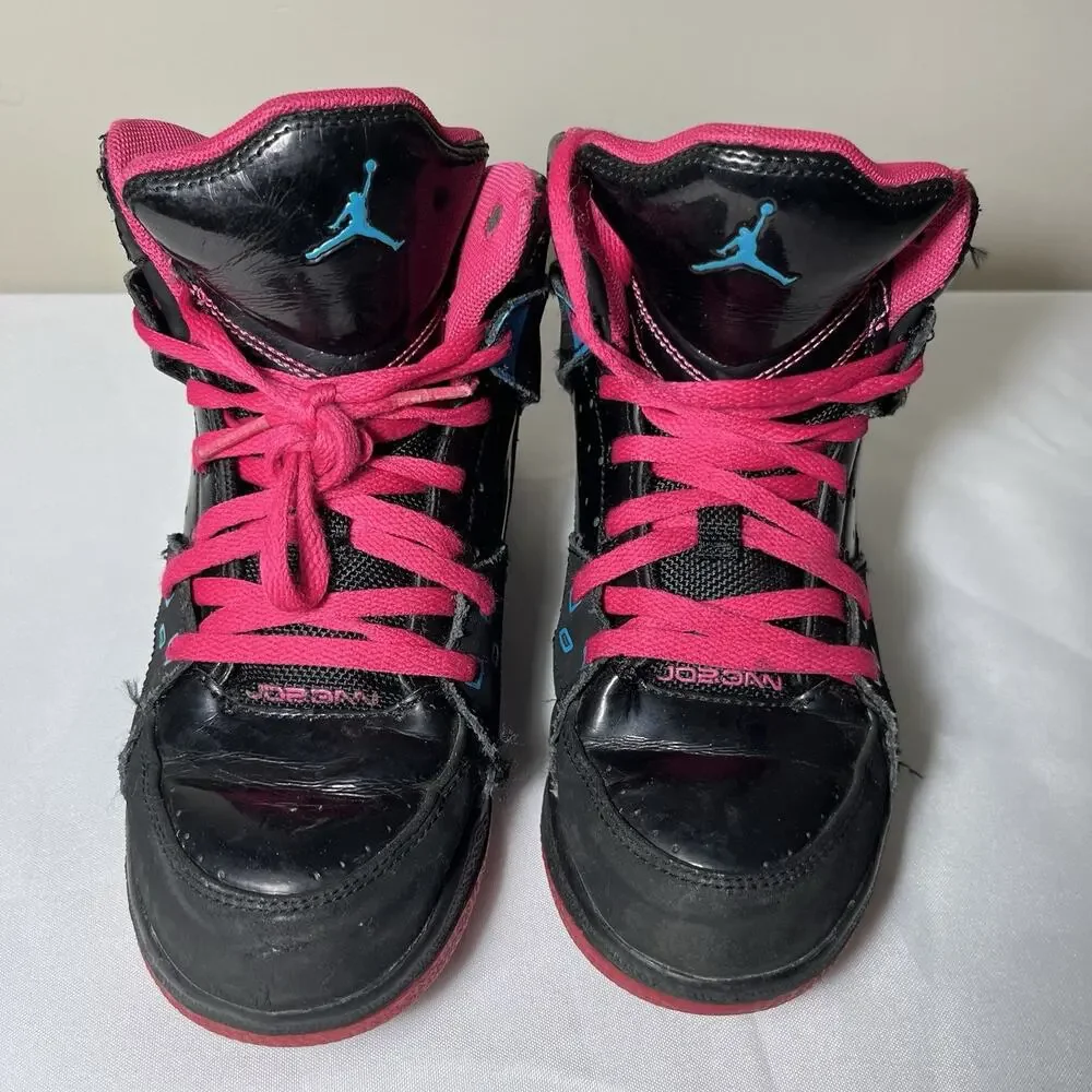 2013 Nike Air Jordan SC1 Black/Dynamic Blue/Vivid Pink Youth Shoes Size 3Y Retro